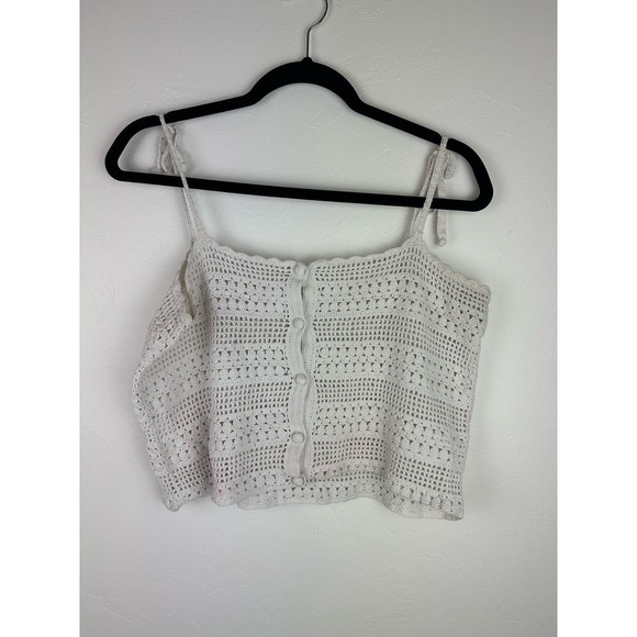 Y2K VIBES! Joie Crochet Cropped Off White Top M (minor flaw) - Picture 1 of 5